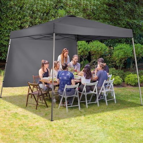 GDY 10x10 FT Pop Up Canopy Outdoor Instant Tent Slant Legs with a Sidewall,Equipment Vents, Portable Gazebo Shelter for Patio, Deck, Beach and Garden,Grey. - color: Gray