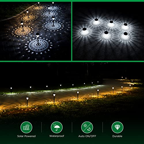 URAGO Super Bright Solar Lights Outdoor Waterproof-10 Pack, Dusk to Dawn Up to 12 Hrs Solar Powered Outdoor Pathway Garden Lights Auto On/Off, LED Landscape Lighting Decorative for Walkway Patio Yard - color: Warm White