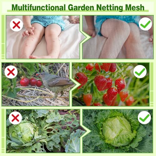 Stronger Garden Mesh Netting - 10 x 33 ft PP Nanocomposite Bird Net Barrier, Mosquito Netting Screen for Outdoor Plants Vegetables Patios Balconies Terraces, Shading Rate 33% (Black) - color: Black, size: 10x33 Ft