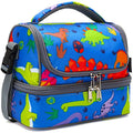 FlowFly Kids Double Decker Cooler Insulated Lunch Bag Large Tote for Boys, Girls, Men, Women, With Adjustable Strap, Dinosaur - color: Dinosaur