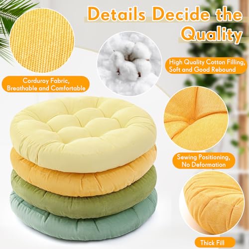 Jerify Floor Pillow Cushions Large Round Square Large Meditation Floor Pillow for Classroom Adult Meditation Picnic Party Seating Learning Daycare School(Round,Yellow-Green,4 Pcs) - color: Yellow-green, size: Round