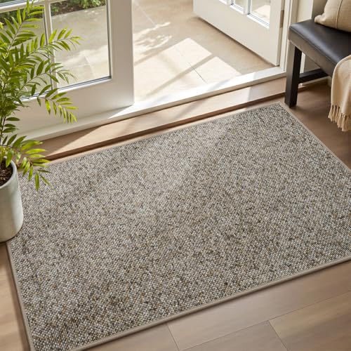 MontVoo Door Mat Indoor Entrance Doormat, Absorbent Durable Rubber Non Slip Front Door Mat for Inside Entry Entryway Dirt Trapper Welcome Mat, Grey Brown 17''x30'' - color: Grey Brown, size: 17''x30''
