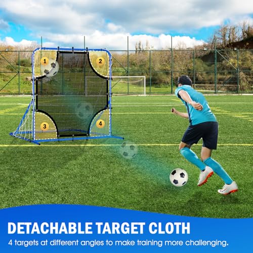 Soccer Baseball Volleyball Rebounder Net, Quick-Switch Angle Dual-Sided/Dual/Three Mode Goal Net Multi-Sport Pitchback Rebound for Control, Passing Practice, Easy Setup Bounce Back Training Gifts - size: 4FTx4FT