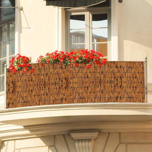 KOIUEYW Bamboo Reed Fencing, Light Russet Bamboo Screens Outdoor for Patio, Decorative Balcony Privacy Screen Reed Curtains for Garden Backyard Balcony Outdoor, 3 x 10 FT - color: Light Russet, size: 3 x 10 FT