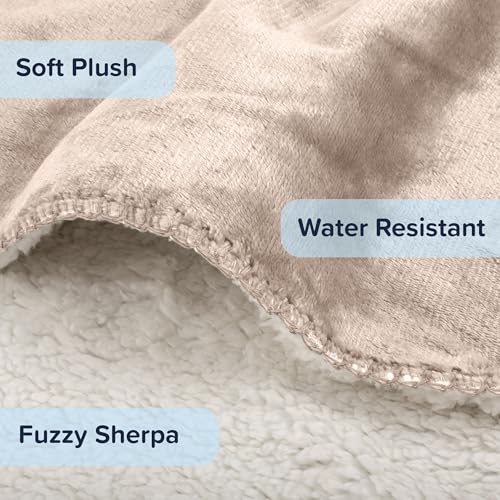 PETMAKER Dog Blanket - 80x100in Reversible Sherpa Blanket - Throw Blankets for Bed, Couch, Crate, or Car - Machine Washable Puppy Essentials (Tan) - color: Tan, size: X-Large