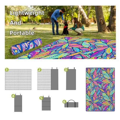 Waterproof Picnic Blankets Foldable & Portable 60''x80'' Boho Picnic Mat for Outdoors, Large Washable Picnic Blanket for Travel Camping Beach, Park Grass Picnic Blanket Accessories for Adults - color: Picnic Mat 04, size: 60" x 80"