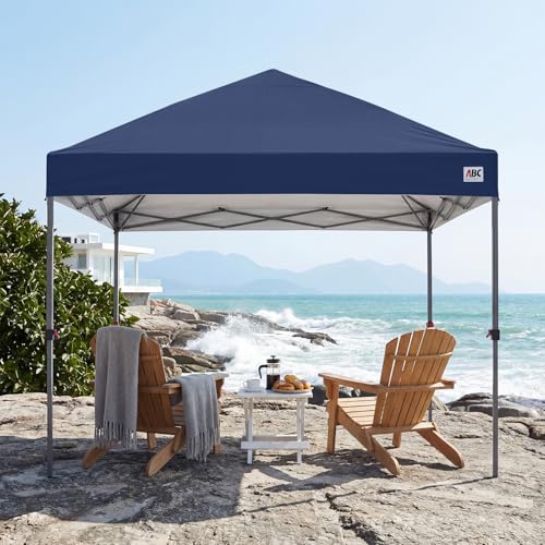 ABCCANOPY 10x10 Pop Up Canopy Tent, Easy Setup Instant Shelter with Wheeled Bag, Heavy Duty Outdoor Canopy for Beach, Market, Backyard, UV Protection, Outdoor Weather Protection (Navy Blue, 10x10) - color: Navy Blue, size: 10x10