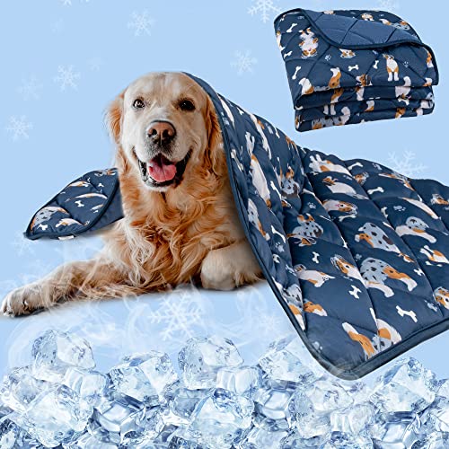 Dog Cooling Mat, Premium Lightweight Pet Cooling Blanket Bed Cover for Dogs, Cat, Puppies | Ice Silk Cooling Pad for Dogs Furniture Protector | Machine Washable Pet Blanket, 28''x40'' - color: Blue, size: Medium
