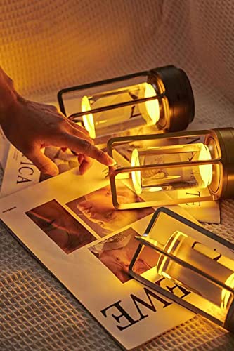 Portable Metal Table Lamp for Indoor/Outdoor ,Rechargeable Cordless LED Lamp, 3-Colour Infinitely Dimming Battery Powered Small Desk Lamp, Restaurant/Bedroom/Bar/Coffee Shop/Camping Light (Silver) - color: Silver