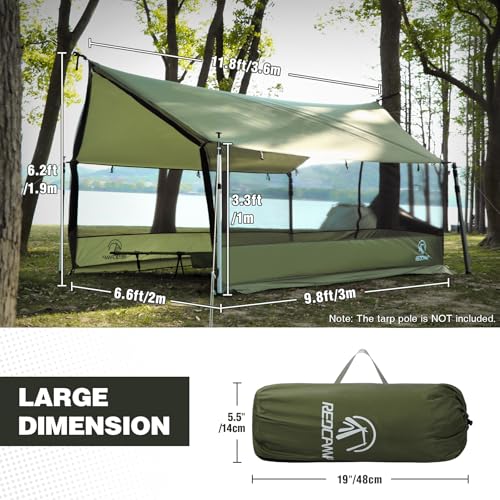 REDCAMP Large Hammock Hot Tent with Stove Jack, Waterproof & Windproof Winter Wall Tent with Snow Skirt, Ultralight 4 Season Tents for Camping, Hiking, Bushcraft, Backpacking, Hunting - style: Screen Tent