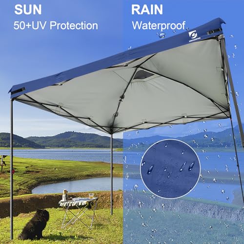10x10 Pop Up Canopy Replacement Top Cover with Air Vent for Straight Leg Canopy Tent, Waterproof for Outdoor Garden Patio Camping Sun Shade (Navy Blue) - color: Navy Blue