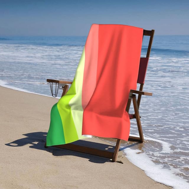 JOOCAR Green Red Watermelon Beach Towel Colorful Cute Stripe Beach Towels for Kids Adults Fruit Bath Towels Big Extra Large Pool Towels Oversized Quick Dry Sandproof for Women Girls Men 0X 60 Inch - color: B6
