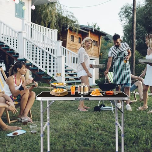 3.0 Ft Folding Portable Camping Table with Adjustable Height Legs, RV Dining Tables, Grill, DJ, BBQ, Dining, Picnic, Cooking, Beach, Garden, Black - color: Black, size: 3 FT