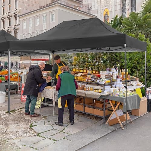 COBIZI 10x15 FT Heavy Duty Pop up Canopy with 4 Removable Sidewalls, Easy up Gazebo High Stability, All Weather Sunshade 100% Waterproof Outdoor Canopy Tents with Carry Bag, Black - color: Black, size: 10x15 with 4 sidewalls