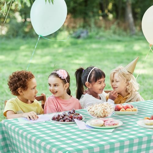 2 Pack Green Gingham Picnic Tablecloths - 54 * 108 Inch Green and White Checkered Rectangular Plastic Tablecloths for Parties - color: Green Gingham, size: 54" x 108" Rectangular (2 Pack)
