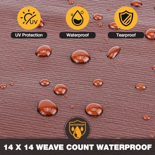 Winpull Tarp 6x8FT, 16 Mil Heavy Duty Large Tarps, Waterproof Tarp with Brass Grommets and Reinforced Edges, UV Resistant, Tear&Fade Resistant Poly Tarp for Outdoor Camping Pool Car Tent - color: Brown/Black-16mil, size: 6' x 8'
