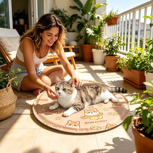 Widely Use Cooling Dog Bed - Soft Gel Non-Slip Pad, Foldable Reusable Mat, Pressure Activated Sheet | for Car Trip Park Beach Picnic Balcony Lawn Travel Summer Heat Relief - color: Khaki