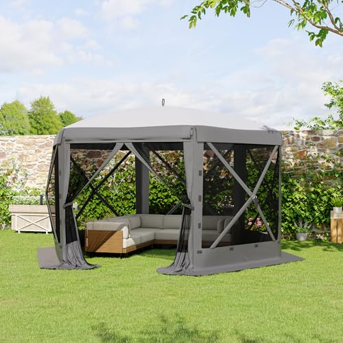 GarveeLife 13x13FT 6-Sided Pop Up Canopy Tent，One-Push Setup Canopy Tent with Removable Canopy Top & Wind Cloths, Outdoor shelter for Camping, Backyard Parties, Outdoor Events - Grey - color: Gray, size: Traditional Top - 13ft