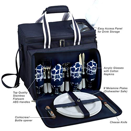 Picnic at Ascot Original Insulated picnic cooler with Service for 4 -Designed & Assembled in the USA