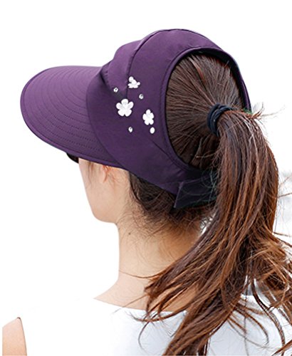 Sun Hats for Women Wide Brim Sun Hat UV Protection Caps Floppy Beach Packable Visor - color: Purple