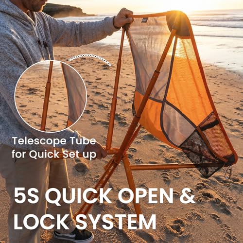 Campster 2.0 Ultra Lightweight Backpack Chair with 5s Folding, Small Compact Portable Hiking Chairs with Bottled Sized for Camping, Outside, Beach, Climbing, Fishing - color: Orange
