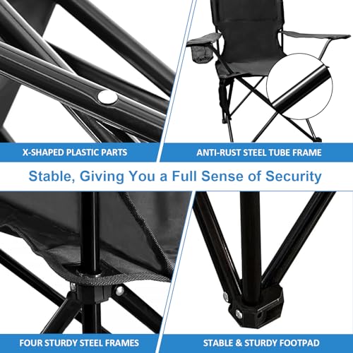 Camping Chair 2 Pack Portable Folding Chair with Cup Holder and Cooler Bag, 285lbs Capacity, Upgraded Foldable Chair for Outdoor, Beach, Fishing, Backpacking, Green - color: Green