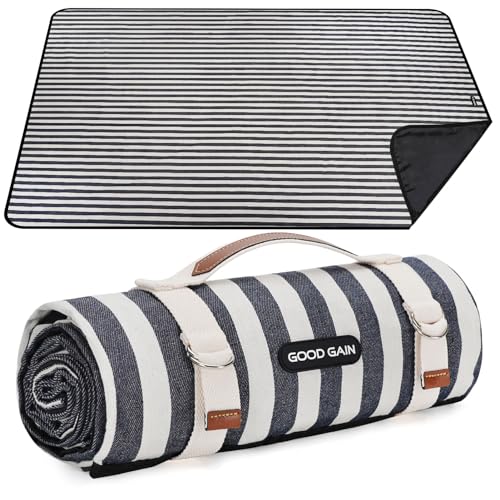 Picnic Blankets Outdoor Extra Large - Waterproof Picnic Blanket with Carry Strap | Machine Washable Picnic Mat with Sandproof Backing for Park,Grass,Hiking,Travel,Concerts,Indoor(Aegean Blue) - color: Aegean Blue
