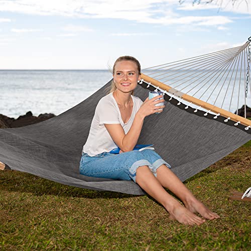 SUNCREAT Portable Double Outdoor Hammock, 450lbs Capacity, Quick Dry 2 Person Hammock with Carrying Bag, Dark Gray - color: Dark Gray, size: 78.7 x 55.1 in, Hammock Only