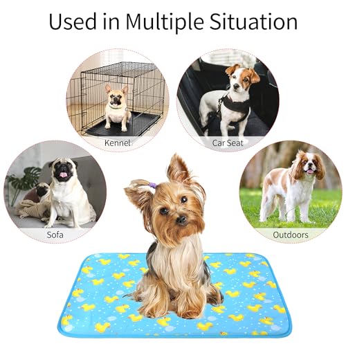 DELIFUR Cat Cooling Mat- Pet Cooling Mat Outdoor for Dogs Self Cooling Pad for Kitten Cat Puppy Machine Washable (Small, Blue Duck) - color: Blue Duck, size: S: 19.5" x 15.5"