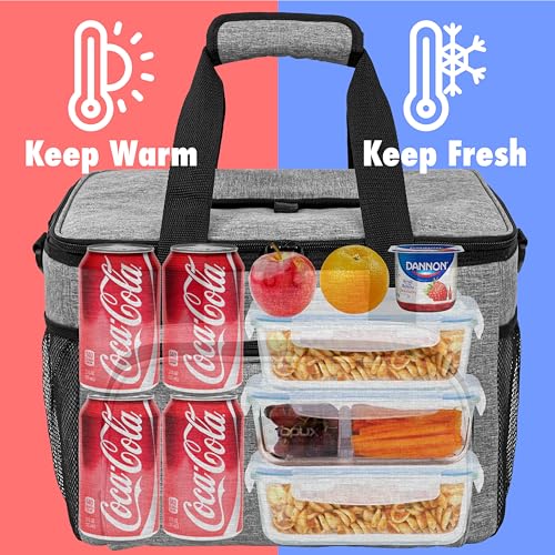 OPUX Soft Cooler Bag, Insulated Collapsible Lunch Cooler Tote for Men Work Camping Beach Travel, Portable Soft Sided Leakproof Waterproof Large Lunch Bag Box with Shoulder Strap 40 Cans, Heather Gray - color: Heather Gray, size: 40 Cans