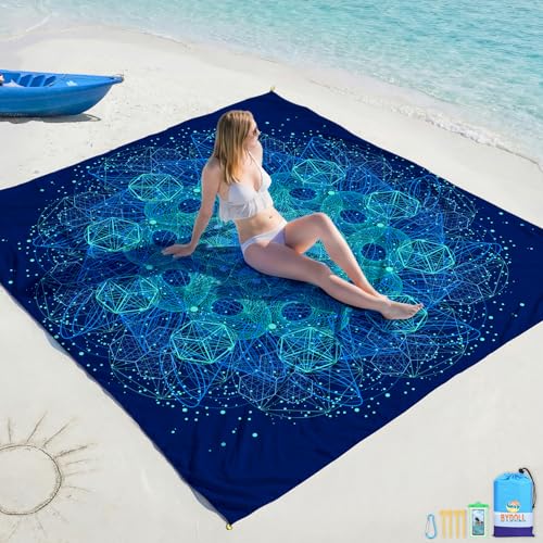 BYDOLL Beach Blanket 78''X81'' Waterproof Sandproof Suits1-4 Adults Oversized Lightweight Large Blanket Picnic Mat for Beach Sand Free Travel Camping Hiking Picnic - color: Geometry, size: 78"X81"