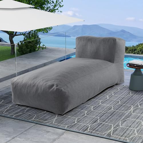 Outdoor Bean Bed Chair Sun Lounger, Outdoor Couch Sofa for Patio & Pool, Foam Filling Day Bed Furniture, Comfy Lazy Sofa for Outside, Water-Resistant Seating (Charcoal Gray, 70'' L) - color: Charcoal Gray, size: 70'' L Standard Back