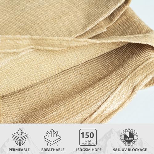 Sun Shade Sail Sand Yellow Triangle 12'X12'X12' Permeable Garden Canopy for Outdoor Patio Backyard and Deck Sun Protection Fabric with Fade and Tear Resistance - size: Triangle-12ftx12ftx12ft