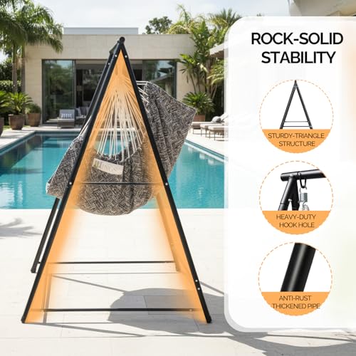 ONCLOUD Hammock Chair Stand, Heavy Duty Steel Stand with Stable Construction, 660 LBS Weight Capacity, Weatherproof Hammock Stand for Patio, Garden, Indoor - style: Stand Only