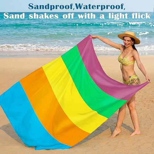 Famstar Beach Blanket Oversized Extra Large 78" X 81",Waterproof Sandproof Beach Blanket 1-7 Adults Lightweight Durable for Travel Camping Hiking Picnic - color: Multicolor, size: 78" X 81"