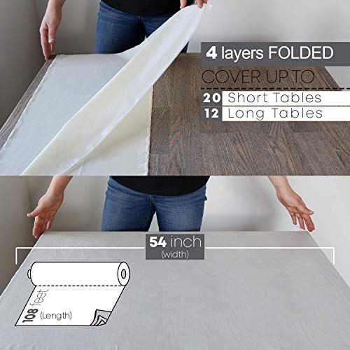 Neatiffy Disposable Plastic Table Cloth Roll | 54 in x 108 Ft Waterproof Tablecloth | Table Cover for Rectangle, Square, Round Oval Tables | Picnic, Party, Banquet, Birthdays, Weddings - Ivory - color: Ivory