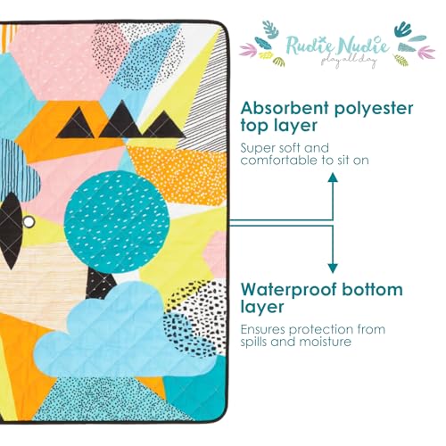 Rudie Nudie Jumbo Beach Mat with Umbrella Hole, 6'7" x 6'7" Waterproof Sandproof Picnic Blanket, Large Foldable Sand Free Beach Blankets for Park, Outdoor Portable Picnic Mat for Grass, Sand & Lawn