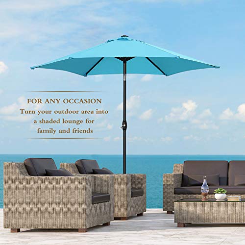 HYD-Parts 9FT Patio Umbrella Outdoor Table Umbrella,Market Umbrella with Push Button Tilt and Crank for Garden, Lawn, Deck, Backyard & Pool, No Base (Blue) - color: Blue, size: Umbrella Only