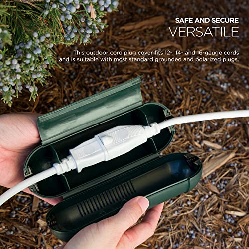 UltraPro Outdoor Extension Cord Safety Cover, Weather Resistant, Protect Outdoor Outlet, Christmas Holiday Decoration Light, 60513 | Green - color: Green, size: 1 Pack