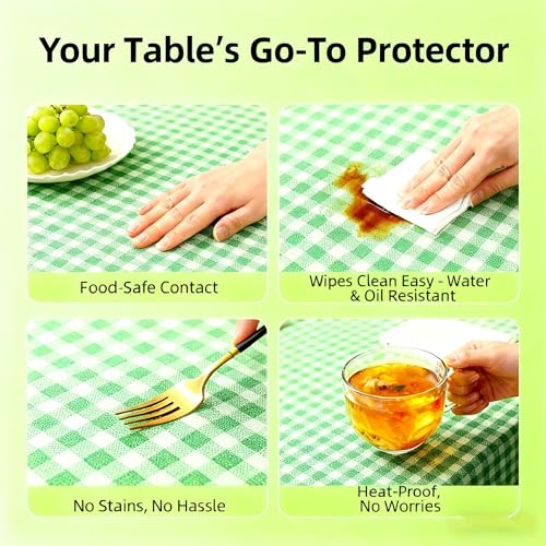 Waterproof Tablecloth, 6ft Table Cover Fitted for Picnic,Camping,Plastic Table Cloth, Heavy Duty Rectangle Tablecloth for Outdoor Party,Kitchen, Birthday, Wedding, Christmas,Decor-72x30inch-green - color: Pale Green