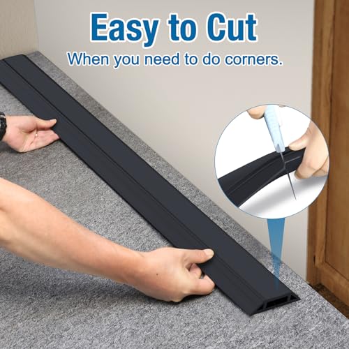 Eapele Floor Cord Cover 6.5ft Cord Covers for Wires on Floor, Heavy Duty Extension Cord Cover, Rubber Floor Cable Cover, Prevent Trip Hazard for Sidewalk Home Office Outdoor or Indoor Settings - color: Dark Grey, size: 6.5 feet-1pc