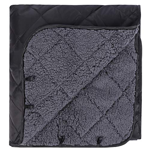 REDCAMP Large Camping Blanket with Sherpa Lining, Cold Weather Warm Outdoor Blanket Windproof for Camping Stadium, Machine Washable 59"x 79" - color: 59"x 79" Black