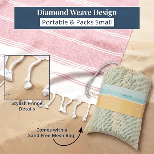LANE LINEN Beach Vacation Essentials Blanket- Large Beach Blanket Sandproof with Quick Dry Comfort 82"x82", Perfect for Family Vacations, Park Outings, or Social Games – Candy Pink - color: 05: Candy Pink, size: Beach Blanket (80" x 80")