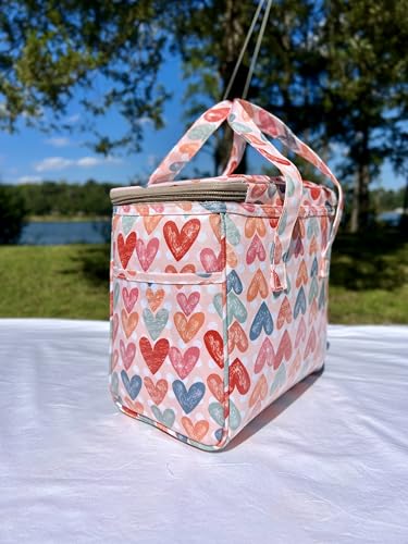 Kwang Min Insulated Lunch Bag for Women,Reusable Bento Box,Large Cooler for Office,Picnic Outdoors,Beach, Premium Waterproof Fabric,Ideal Pink Lunch Bag (Pink Peony) - color: Peony Pink