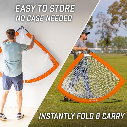 GoSports Portable Soccer Goals for Kids - 13 Color Options - Choose 4 x 3 ft or 6 x 4 ft - Team Tone Pop Up Nets for Backyard - color: Orange, style: 6 ft x 4 ft