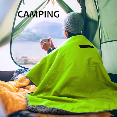 Tirrinia Large Waterproof Outdoor Blanket, Soft Warm Windproof Stadium Blanket with Sherpa Fleece and Foldable for Outdoor Sport, Baseball, Football, Beach, Concerts, Car - color: Yellow Grey, size: 51”x 59”