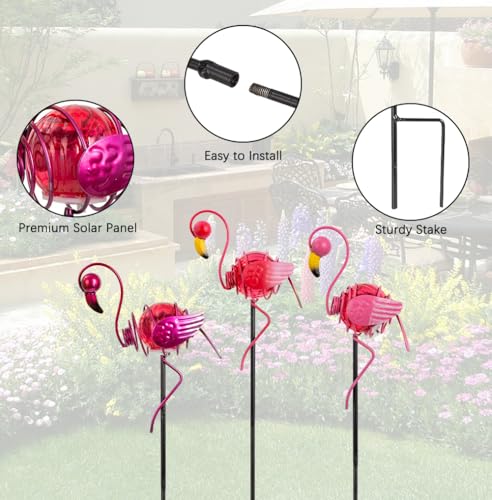 Stargarden 3 Pack Garden Solar Lights, Flamingo Solar Figurine Lights, Decorative Garden Stakes Waterproof Yard Decorations Outdoor for Pathway, Patio - color: Flamingo