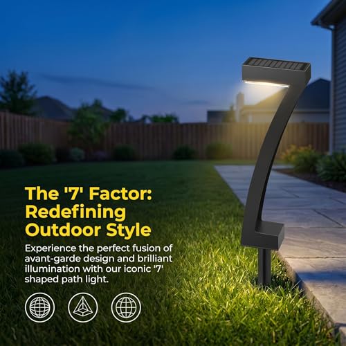 Solar Lawn Lights 7-Shaped Solar Walkway Light Outdoor IP65 Waterproof Dusk to Dawn for Driveway, Lawn, 6 Pack