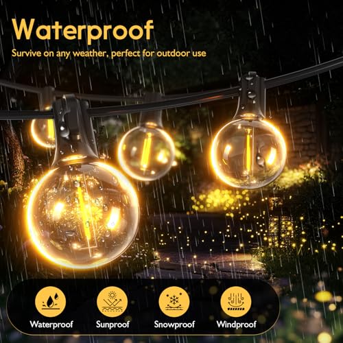 Outdoor String Lights 100ft LED Hanging Globe Patio Lights with G40 Shatterproof Bulbs(34+3 Bulbs), Spring Easter Gift for Men Women Waterproof Connectable Hanging Light Outdoor Decor Garden Backyard - style: 100FT (34+3Bulbs)