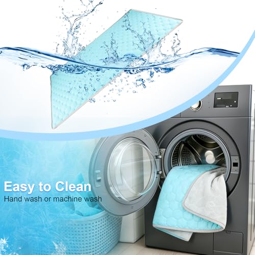 Vivifying Cooling Blanket for Dogs, Q-MAX>0.5 Reversible Ice Silk Dog Cooling Mat with Soft Plush Backing, Summer Pet Blanket Throw for Couch Bed Crate Floor Travel, 30 x 40 Inch (Blue&Grey) - size: M(30"x40")